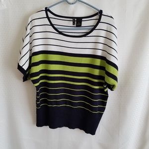 New Direction Black, Green & White Sweater Blouse